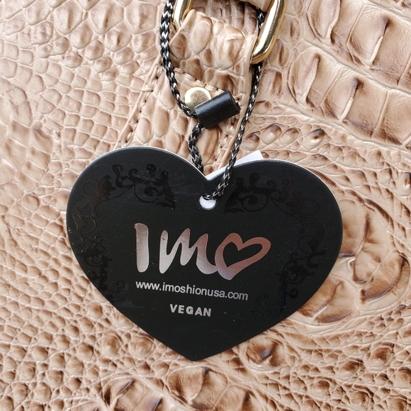 Imoshion Vegan Alligator Beige Medium Handbag - Picture 2 of 4